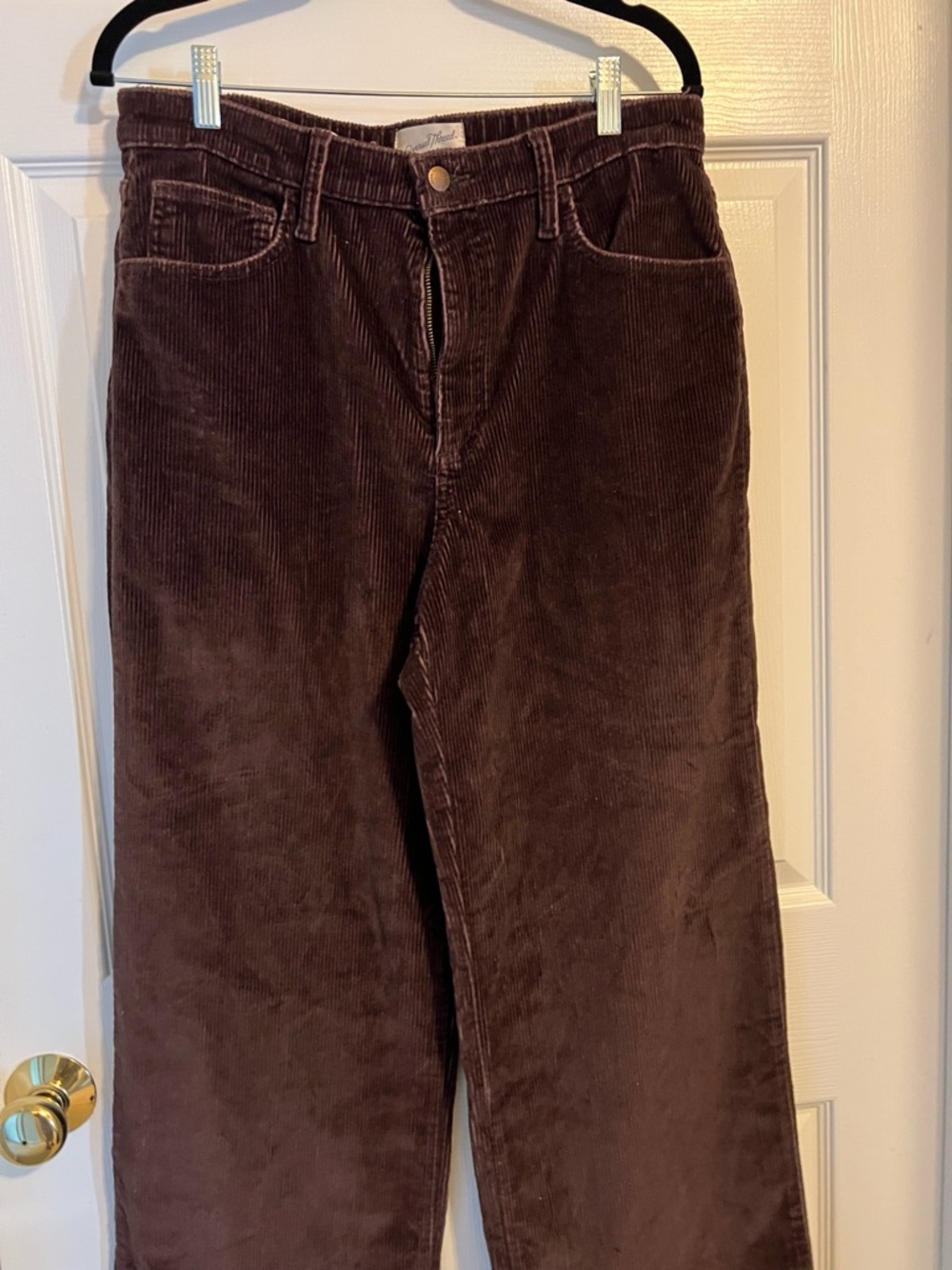 Corduroy High-Waist Wide Leg Pants - Brown